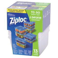 Ziploc To-Go Variety Pack - 13 Containers With Lids - Plastic - Clear