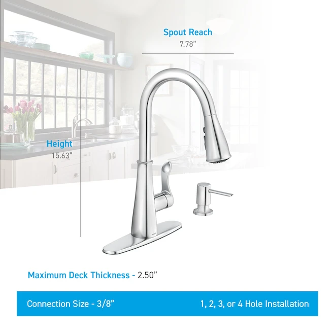 Moen Hadley Pull-Down Kitchen Faucet With Power Boost - Chrome 4 Moen Hadley Pull-Down Kitchen Faucet With Power Boost - Chrome - Image 4