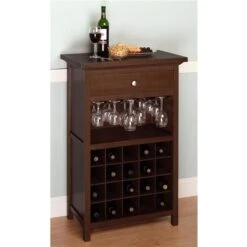 Winsome Wood Chablis Wine Cabinet - 26.6-in X 40.4-in - Wood - Brown