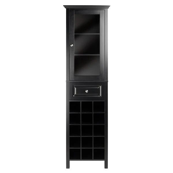 Winsome Wood Burgundy Wine Cabinet - 18.11-in X 66.85-in - Composite - Black 3 Winsome Wood Burgundy Wine Cabinet - 18.11-in X 66.85-in - Composite - Black - Image 3