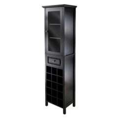 Winsome Wood Burgundy Wine Cabinet - 18.11-in X 66.85-in - Composite - Black