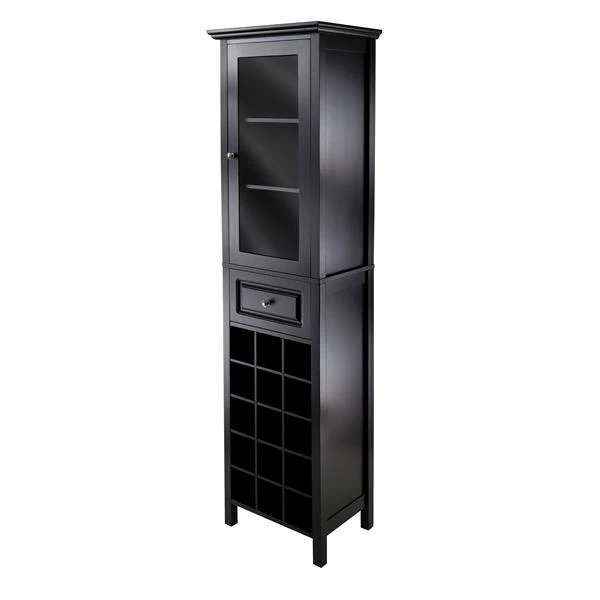Winsome Wood Burgundy Wine Cabinet - 18.11-in X 66.85-in - Composite - Black 1 Winsome Wood Burgundy Wine Cabinet - 18.11-in X 66.85-in - Composite - Black