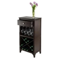 Winsome Wood Ancona Modular Wine Cabinet - 16 Bottles - Wood - Brown