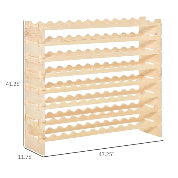 HomCom 96-Bottle Natural Pine Wood Wine Rack 1 HomCom 96-Bottle Natural Pine Wood Wine Rack