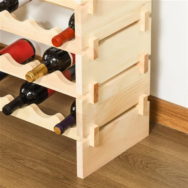 HomCom 96-Bottle Natural Pine Wood Wine Rack 2 HomCom 96-Bottle Natural Pine Wood Wine Rack - Image 2