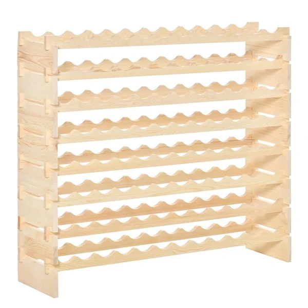 HomCom 96-Bottle Natural Pine Wood Wine Rack 5 HomCom 96-Bottle Natural Pine Wood Wine Rack - Image 5