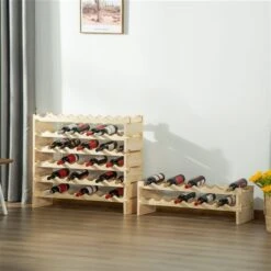 HomCom 72-Bottle Natural Pine Wood Wine Rack -Alliedbas Shop 330951290 AlternateImage1 l