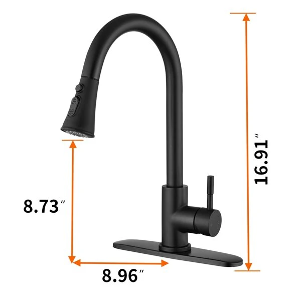 Dornberg Matte Black 1-Handle Deck Mount Pull-down Commercial/Residential Kitchen Faucet (Deck Plate Included) 1 Dornberg Matte Black 1-Handle Deck Mount Pull-down Commercial/Residential Kitchen Faucet (Deck Plate Included)