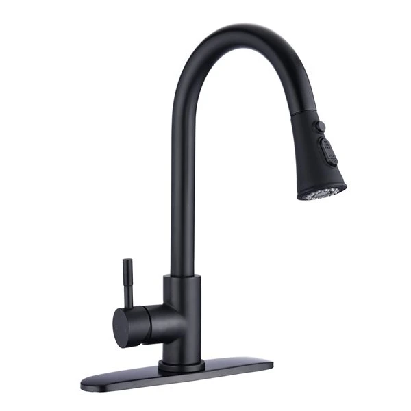 Dornberg Matte Black 1-Handle Deck Mount Pull-down Commercial/Residential Kitchen Faucet (Deck Plate Included) 2 Dornberg Matte Black 1-Handle Deck Mount Pull-down Commercial/Residential Kitchen Faucet (Deck Plate Included) - Image 2