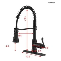 KINWELL Black 1-handle Deck Mount Pull-down Handle/lever Residential Kitchen Faucet (Deck Plate Included) -Alliedbas Shop 330955645 AlternateImage1 l