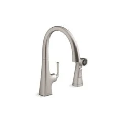 KOHLER Graze Stainless Steel Kitchen Sink Swing Spout Faucet With Sidespray