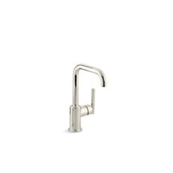 KOHLER Purist Nickel Single-Hole Kitchen Sink Faucet With 6-in Spout