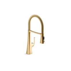 KOHLER Graze Brass Single-Handle Semi-Professional Kitchen Sink Faucet With 21-9/16-in Spout
