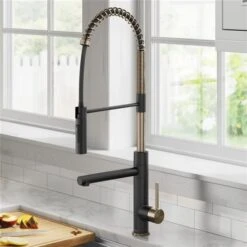 Kraus Artec Pro Kitchen Faucet In Spot Free Antique Champagne Bronze / Matte Black