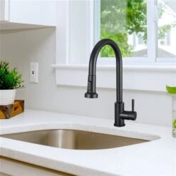 Transform Vienna Black 1-Handle Deck Mount Pull-Down Handle/Lever Kitchen Faucet (Deck Plate Included) -Alliedbas Shop 330989396 AlternateImage1 l