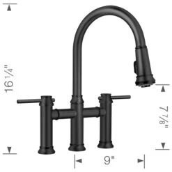 Blanco Empressa Matte Black 2-Handle Deck Mount Pull-Down Residential Kitchen Faucet