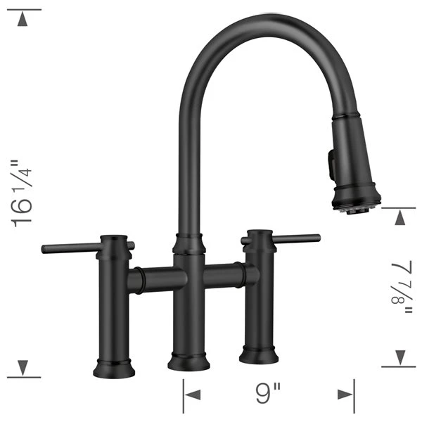 Blanco Empressa Matte Black 2-Handle Deck Mount Pull-Down Residential Kitchen Faucet 1 Blanco Empressa Matte Black 2-Handle Deck Mount Pull-Down Residential Kitchen Faucet