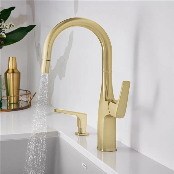 Blanco Rivana Satin Gold 1-Handle Deck Mount Residential Bar And Kitchen Faucet 4 Blanco Rivana Satin Gold 1-Handle Deck Mount Residential Bar And Kitchen Faucet - Image 4