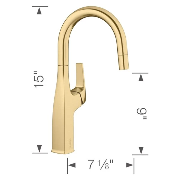 Blanco Rivana Satin Gold 1-Handle Deck Mount Residential Bar And Kitchen Faucet 5 Blanco Rivana Satin Gold 1-Handle Deck Mount Residential Bar And Kitchen Faucet - Image 5