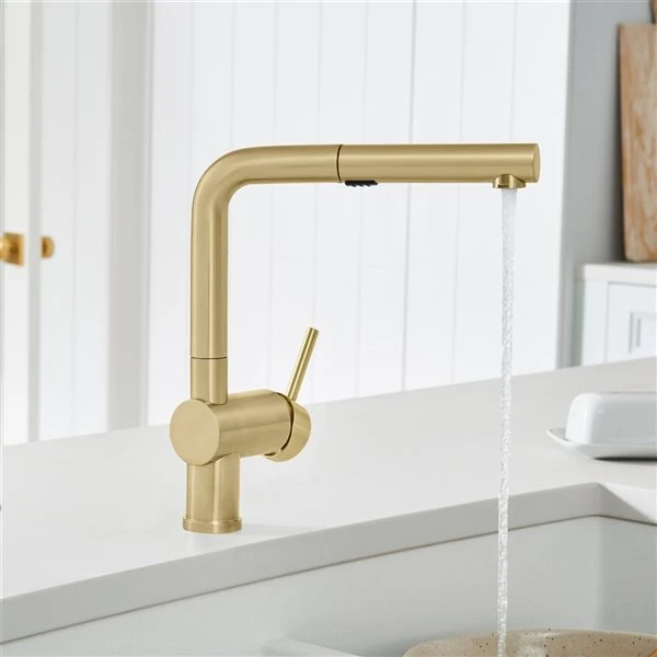 Blanco Linus Satin Gold 1-Handle Deck Mount Pull-Out Residential Kitchen Faucet 2 Blanco Linus Satin Gold 1-Handle Deck Mount Pull-Out Residential Kitchen Faucet - Image 2
