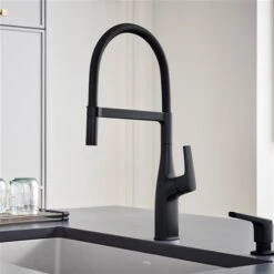 Blanco Rivana Matte Black 1-Handle Deck Mount Pull-Down Residential Kitchen Faucet