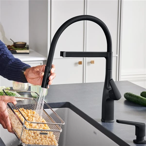 Blanco Rivana Matte Black 1-Handle Deck Mount Pull-Down Residential Kitchen Faucet 5 Blanco Rivana Matte Black 1-Handle Deck Mount Pull-Down Residential Kitchen Faucet - Image 5