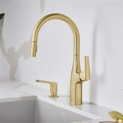 Blanco Rivana Satin Gold 1-Handle Deck Mount Pull-Down Residential Kitchen Faucet 7 Blanco Rivana Satin Gold 1-Handle Deck Mount Pull-Down Residential Kitchen Faucet -Alliedbas Shop 330992844 AlternateImage1 l