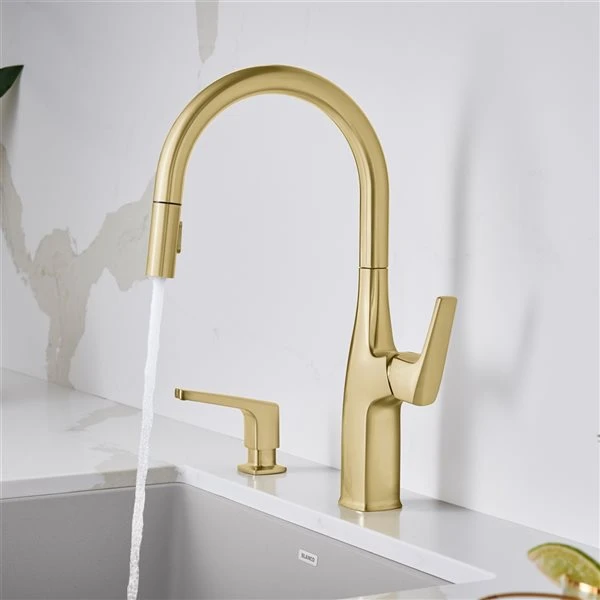 Blanco Rivana Satin Gold 1-Handle Deck Mount Pull-Down Residential Kitchen Faucet 2 Blanco Rivana Satin Gold 1-Handle Deck Mount Pull-Down Residential Kitchen Faucet - Image 2