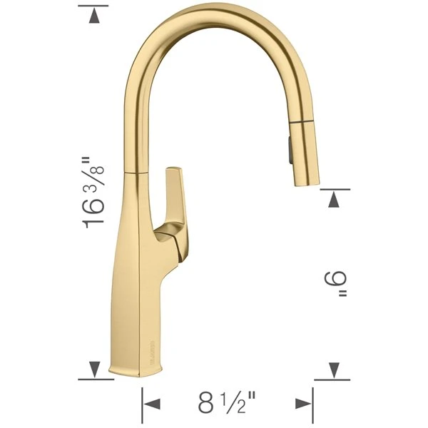 Blanco Rivana Satin Gold 1-Handle Deck Mount Pull-Down Residential Kitchen Faucet 5 Blanco Rivana Satin Gold 1-Handle Deck Mount Pull-Down Residential Kitchen Faucet - Image 5