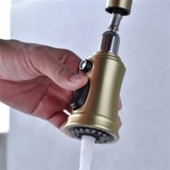 Clihome 17.32-in Gold Bridge Kitchen Faucet With Pull-Down Sprayhead In Spot