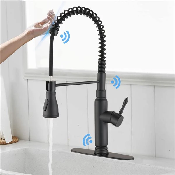 Clihome 19.25-in Touch Kitchen Faucet With Pull Down Sprayer - Black 4 Clihome 19.25-in Touch Kitchen Faucet With Pull Down Sprayer - Black - Image 4