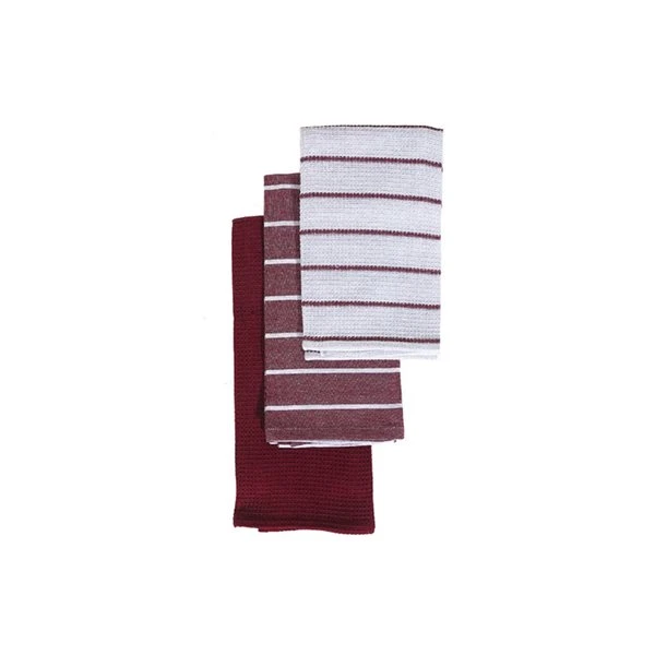 IH Casa Decor 3-Piece Burgundy Striped Kitchen Towel Set 1 IH Casa Decor 3-Piece Burgundy Striped Kitchen Towel Set