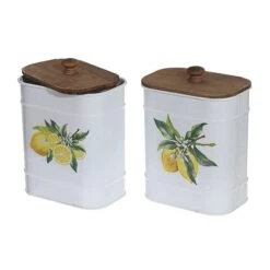 IH Casa Decor 3-oz Lemon Metal Canister With Wood Lid - Set Of 2