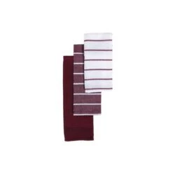 IH Casa Decor 3-Piece Burgundy Striped Dish Cloth Set
