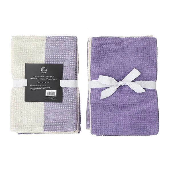 IH Casa Decor 3-Piece Lavender Dual Waffle Kitchen Towels 1 IH Casa Decor 3-Piece Lavender Dual Waffle Kitchen Towels
