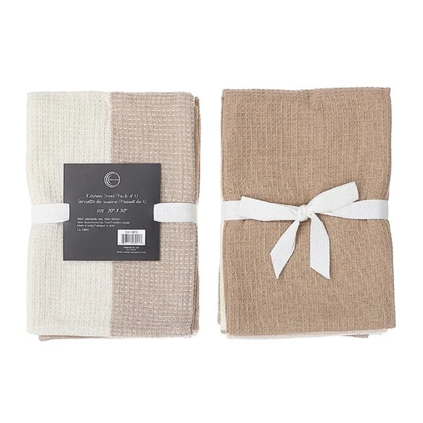IH Casa Decor 3-Piece Tan Dual Waffle Kitchen Towels 1 IH Casa Decor 3-Piece Tan Dual Waffle Kitchen Towels