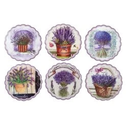 IH Casa Decor 6-Piece Lavender Round Scallop Edged Ceramic Trivet