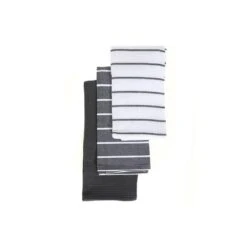 IH Casa Decor 3-Piece Grey Striped Kitchen Towel Set
