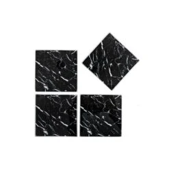 IH Casa Decor 4-Piece Black Marble Square Glass Coasters