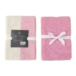 IH Casa Decor 3-Piece Blush Dual Waffle Kitchen Towels