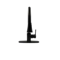 Novatto Matte Black 1-Handle Deck Mount Pull-Down Handle/Lever Commercial/Residential Kitchen Faucet - Deck Plate Included