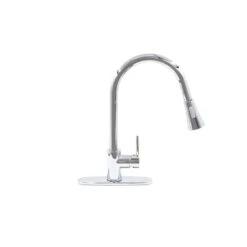 Novatto Chrome 1-Handle Deck Mount Pull-Down Handle/Lever Commercial/Residential Kitchen Faucet - Deck Plate Included -Alliedbas Shop 331017917 AlternateImage1 l