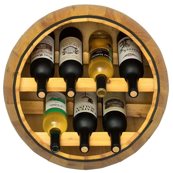 Vintiquewise 7-Bottle Brown Wooden Barrel-Shaped Wine Rack 1 Vintiquewise 7-Bottle Brown Wooden Barrel-Shaped Wine Rack