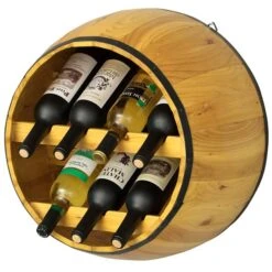 Vintiquewise 7-Bottle Brown Wooden Barrel-Shaped Wine Rack 9 Vintiquewise 7-Bottle Brown Wooden Barrel-Shaped Wine Rack -Alliedbas Shop 331023422 MainImage 001 l