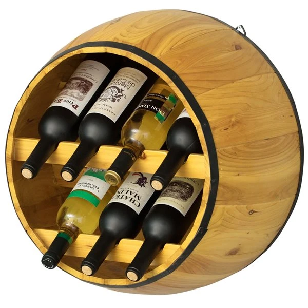Vintiquewise 7-Bottle Brown Wooden Barrel-Shaped Wine Rack 5 Vintiquewise 7-Bottle Brown Wooden Barrel-Shaped Wine Rack - Image 5