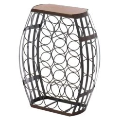 Vintiquewise 22-Bottle Brown Metal Barrel-Shaped Wine Rack 7 Vintiquewise 22-Bottle Brown Metal Barrel-Shaped Wine Rack -Alliedbas Shop 331023423 AlternateImage2 l
