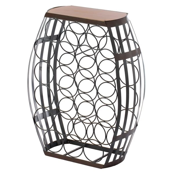Vintiquewise 22-Bottle Brown Metal Barrel-Shaped Wine Rack 3 Vintiquewise 22-Bottle Brown Metal Barrel-Shaped Wine Rack - Image 3