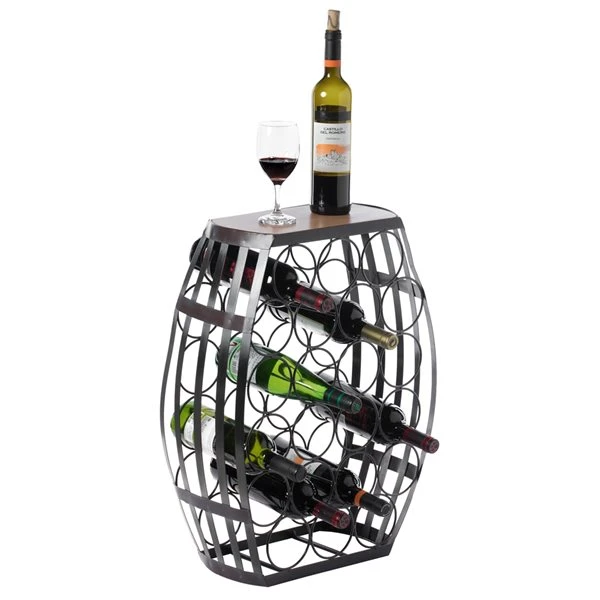 Vintiquewise 22-Bottle Brown Metal Barrel-Shaped Wine Rack 2 Vintiquewise 22-Bottle Brown Metal Barrel-Shaped Wine Rack - Image 2