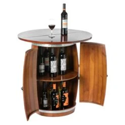 Vintiquewise 15-Bottle Brown Wooden Barrel-Shaped Wine Cabinet -Alliedbas Shop 331023425 AlternateImage2 l