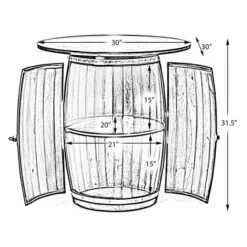 Vintiquewise 15-Bottle Brown Wooden Barrel-Shaped Wine Cabinet -Alliedbas Shop 331023425 AlternateImage4 l